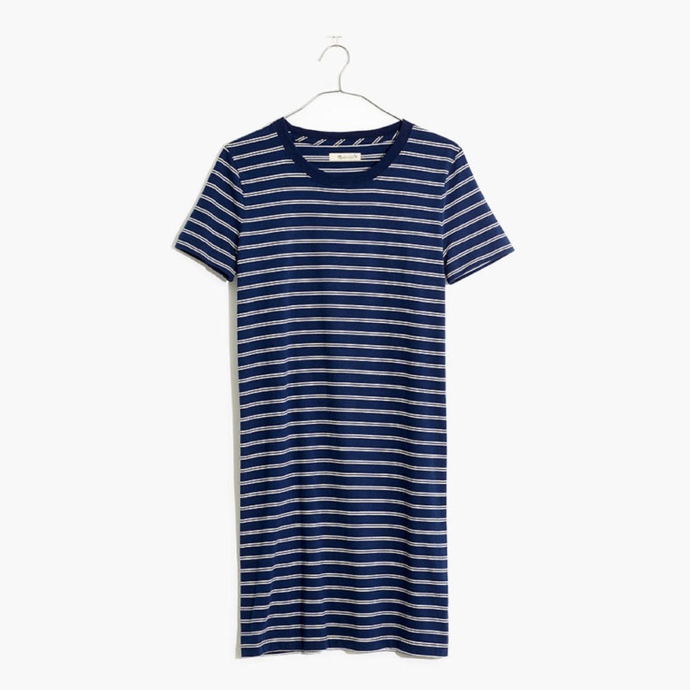 Madewell Tee Dress in Epperson Stripe Navy and White L